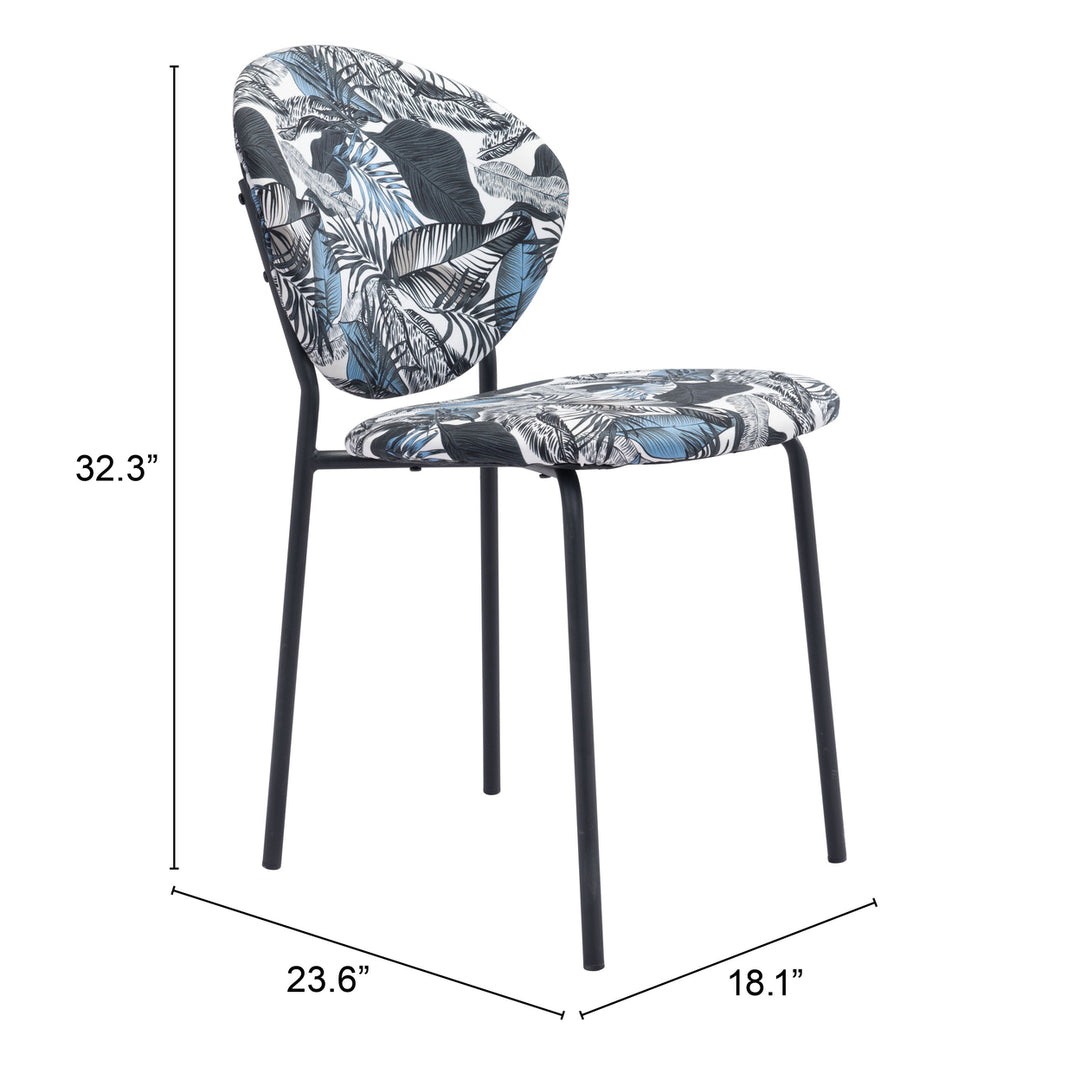 Clyde Dining Chair (Set of 2) Leaf Print and Black Image 9