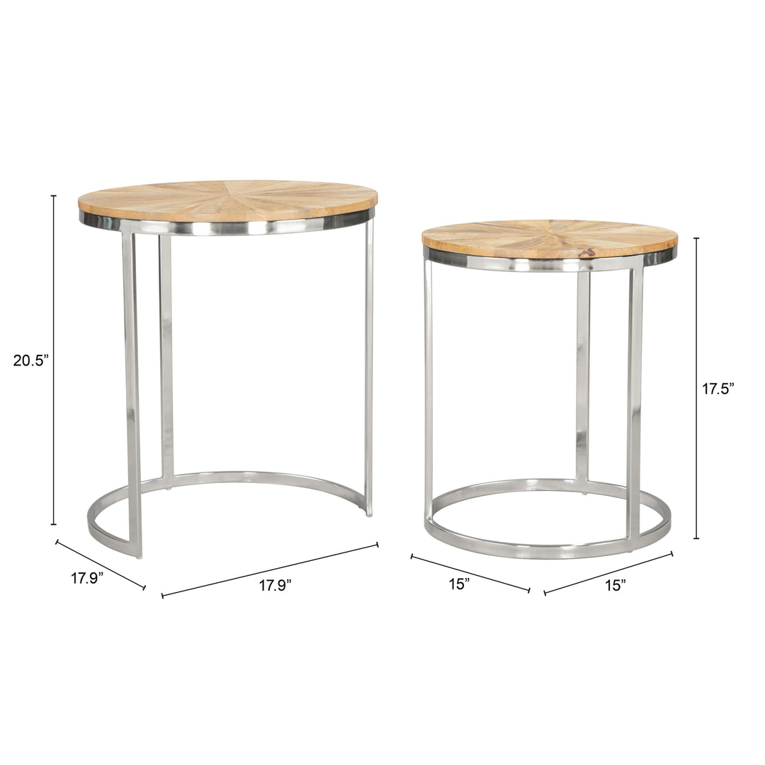 Bari 2-Piece Nesting Table Set Natural Acacia Wood with Steel Frame Modern Design Image 8