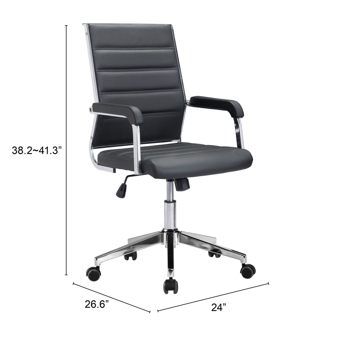 Liderato Office Chair Black Mid Century Vinyl Steel Frame Chrome Plated Design Image 10