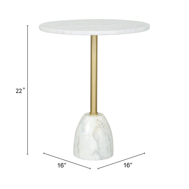 Cynthia Side Table White and Gold Marble Top Modern Glam Steel Frame Furniture Image 8