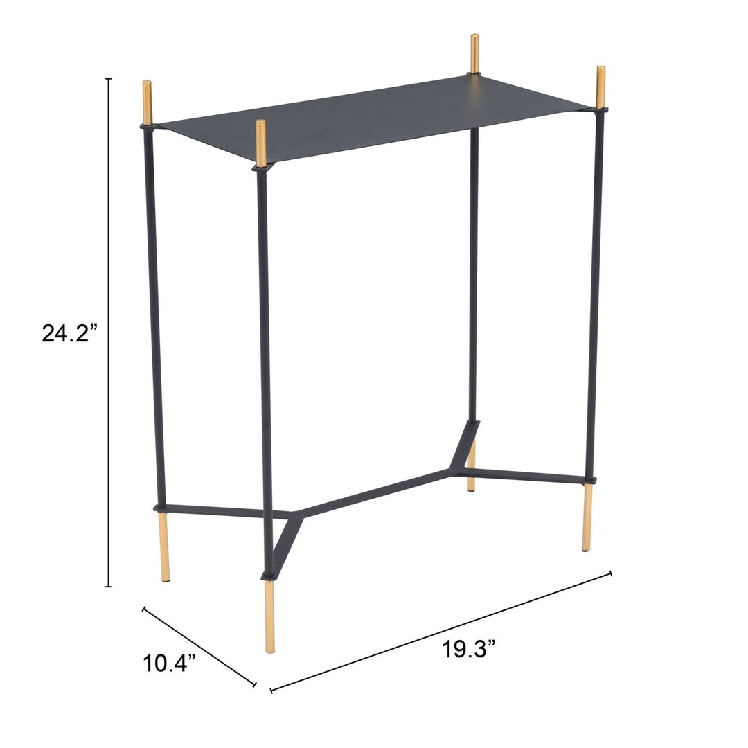 Austin Side Table in Black and Gold Modern Design Storage for Living Room Entryway Image 7