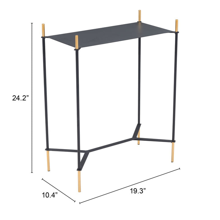 Austin Side Table in Black and Gold Modern Design Storage for Living Room Entryway Image 7