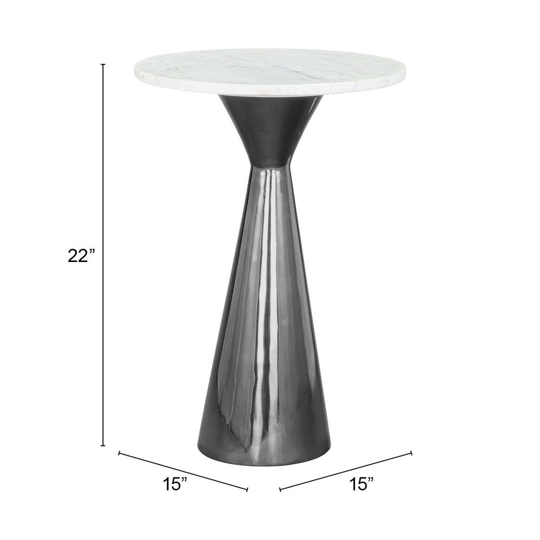 Tim Side Table White Black Marble Top Steel Base Modern Glam Furniture Image 8