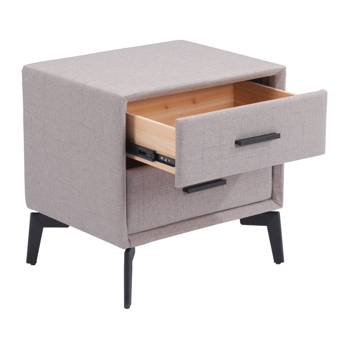 Halle Gray Side Table Modern MDF/Steel Frame Two Drawers Stylish Design Image 7