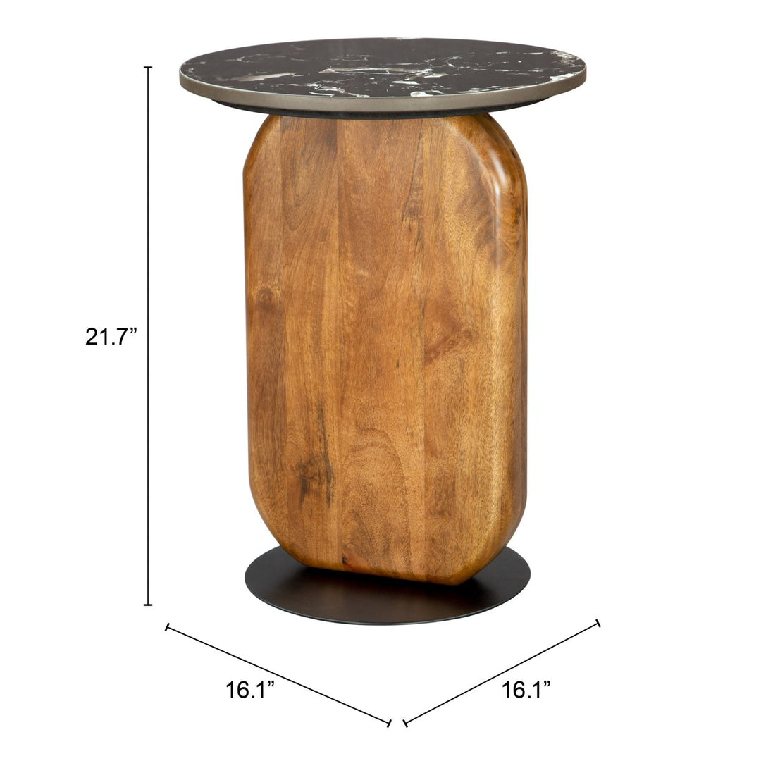 Pemba Multicolor Side Table Marble Top Mango Wood Legs Elegant Living Room Decor Image 7