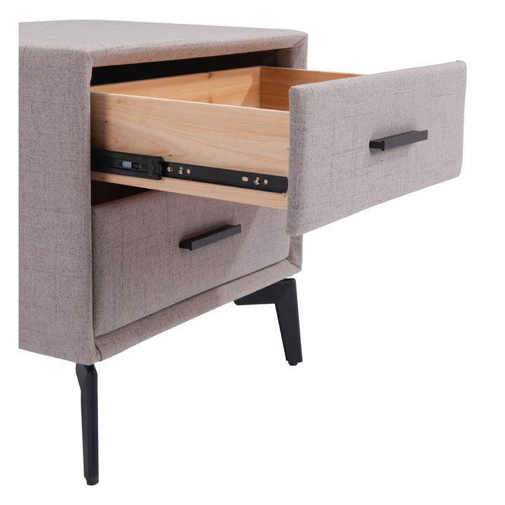 Halle Gray Side Table Modern MDF/Steel Frame Two Drawers Stylish Design Image 8