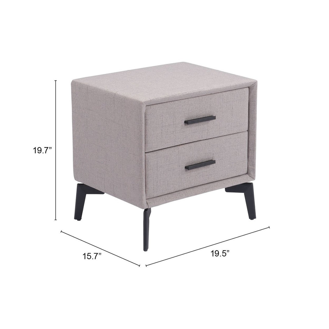 Halle Gray Side Table Modern MDF/Steel Frame Two Drawers Stylish Design Image 11