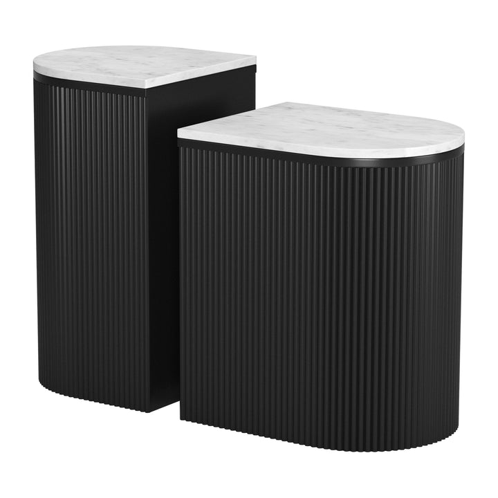 Ormara Side Table Set (2-Piece) White and Black Image 1