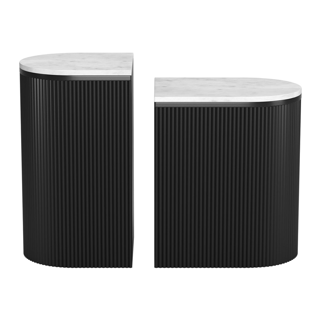 Ormara Side Table Set (2-Piece) White and Black Image 3