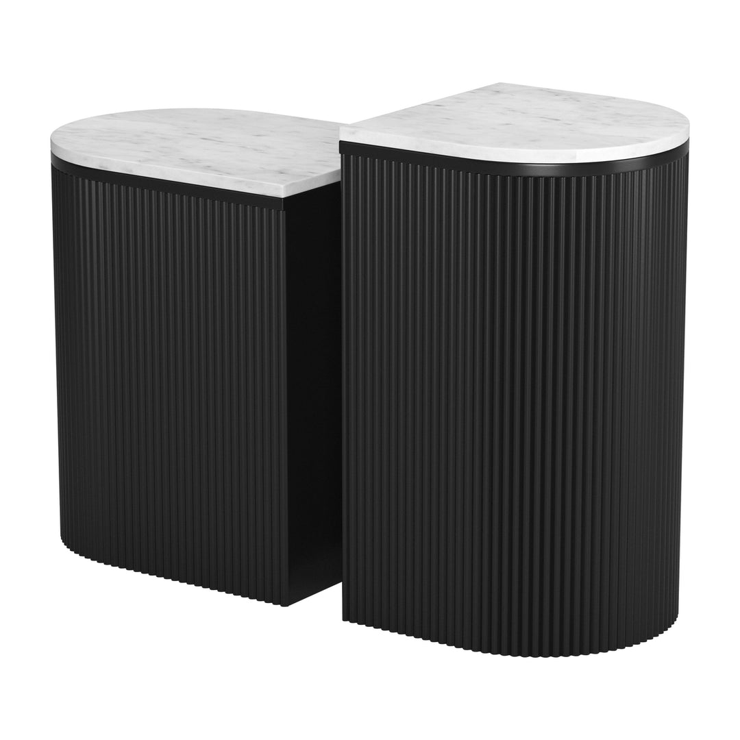 Ormara Side Table Set (2-Piece) White and Black Image 6