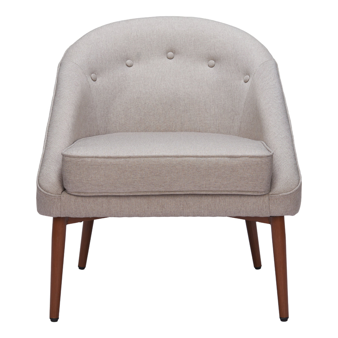 Carter Accent Chair Gray Linen Retro-Modern Curved Design Tapered Legs Image 3