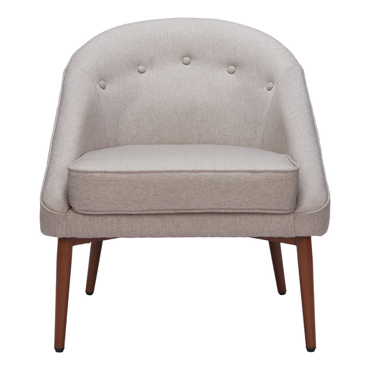 Carter Accent Chair Gray Linen Retro-Modern Curved Design Tapered Legs Image 3