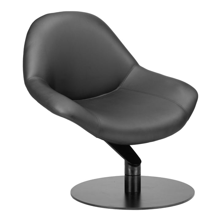 Poole Accent Chair Black Swivel Vinyl Modern Design Comfortable Brushed Base Image 1