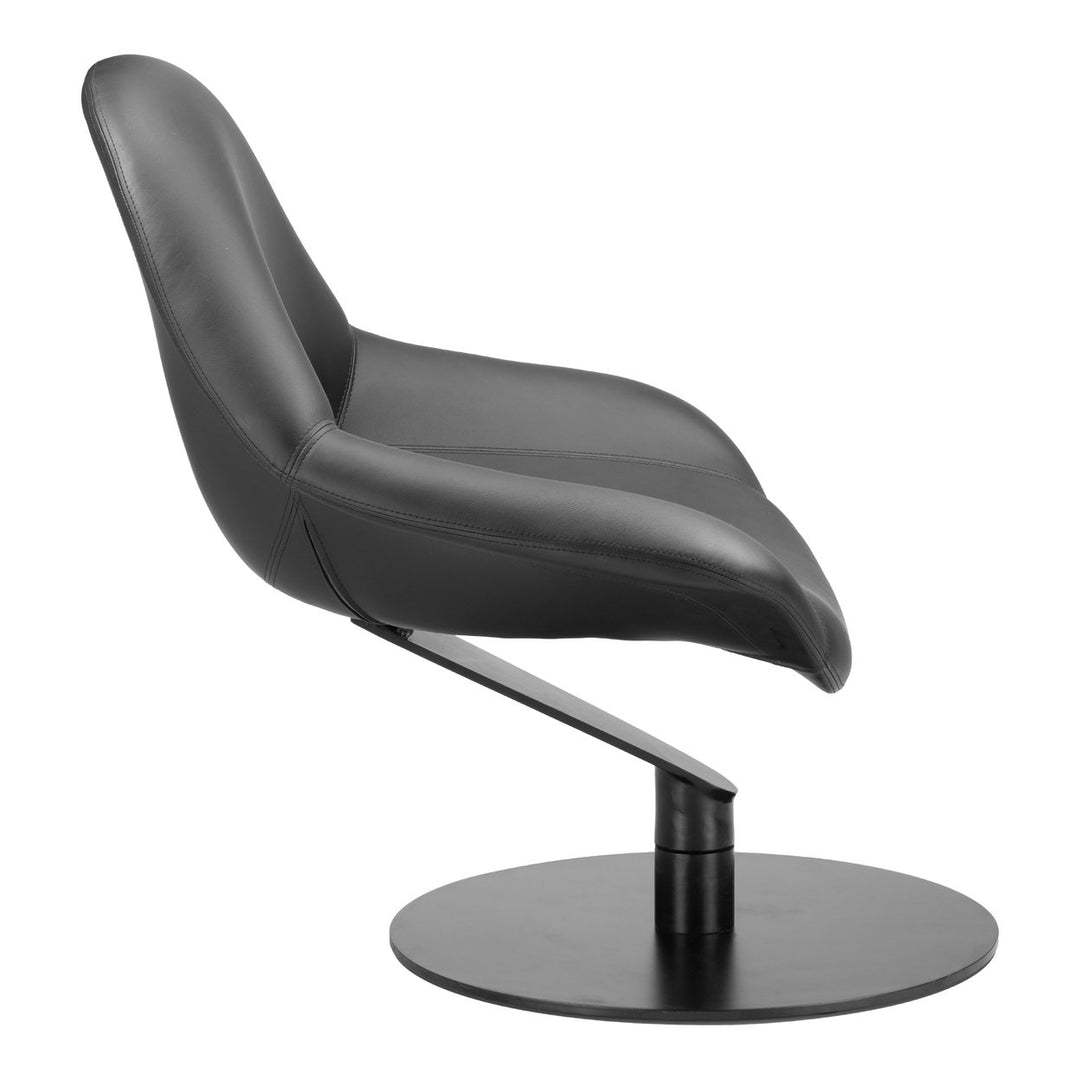 Poole Accent Chair Black Swivel Vinyl Modern Design Comfortable Brushed Base Image 2