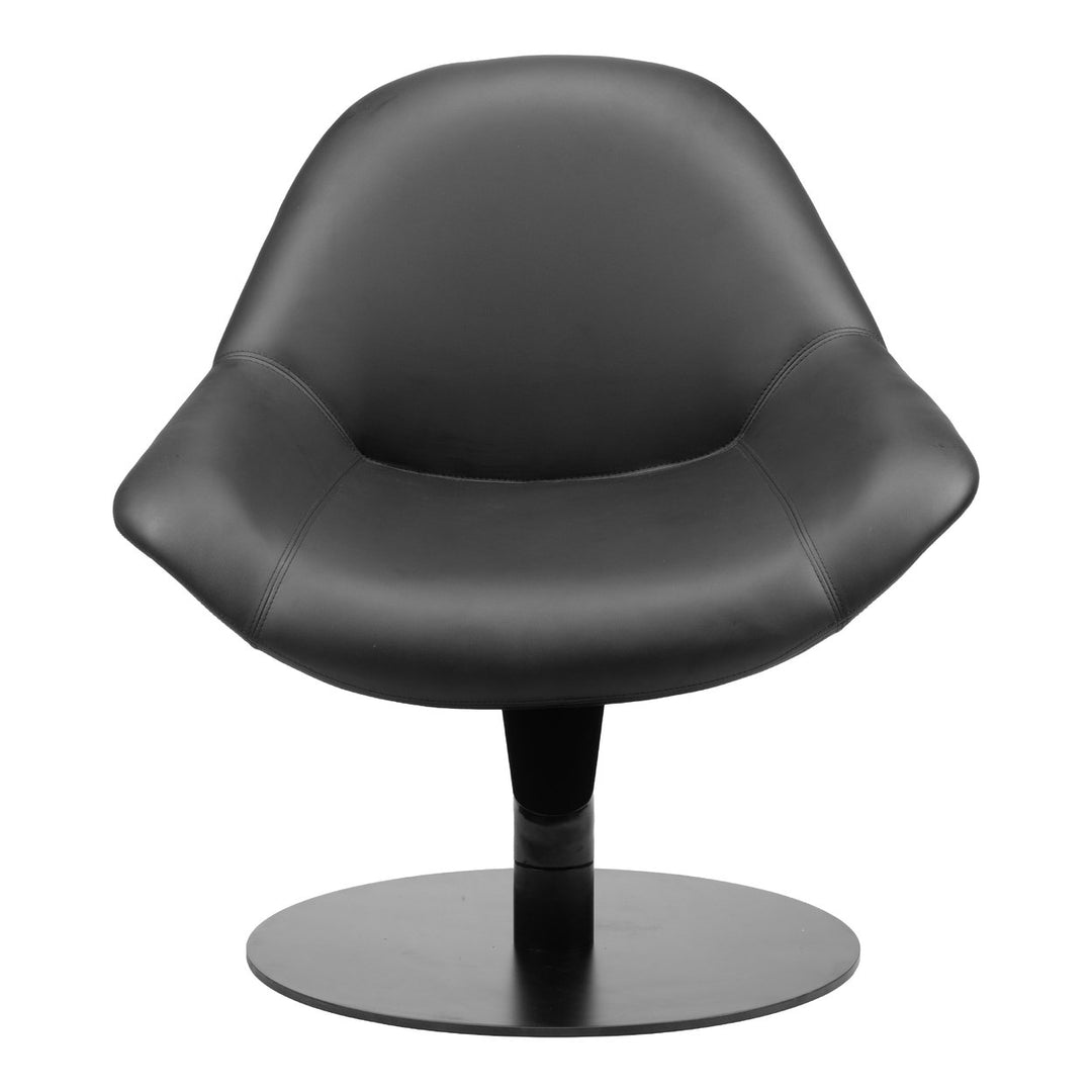 Poole Accent Chair Black Swivel Vinyl Modern Design Comfortable Brushed Base Image 3