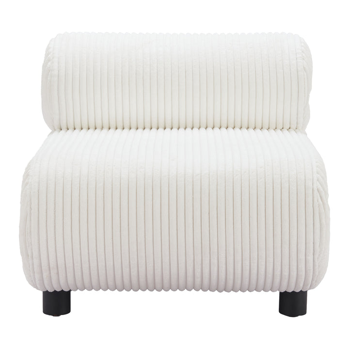 Rahat Accent Chair White Polyester Seat Sturdy Wood Legs Modern Design Image 3