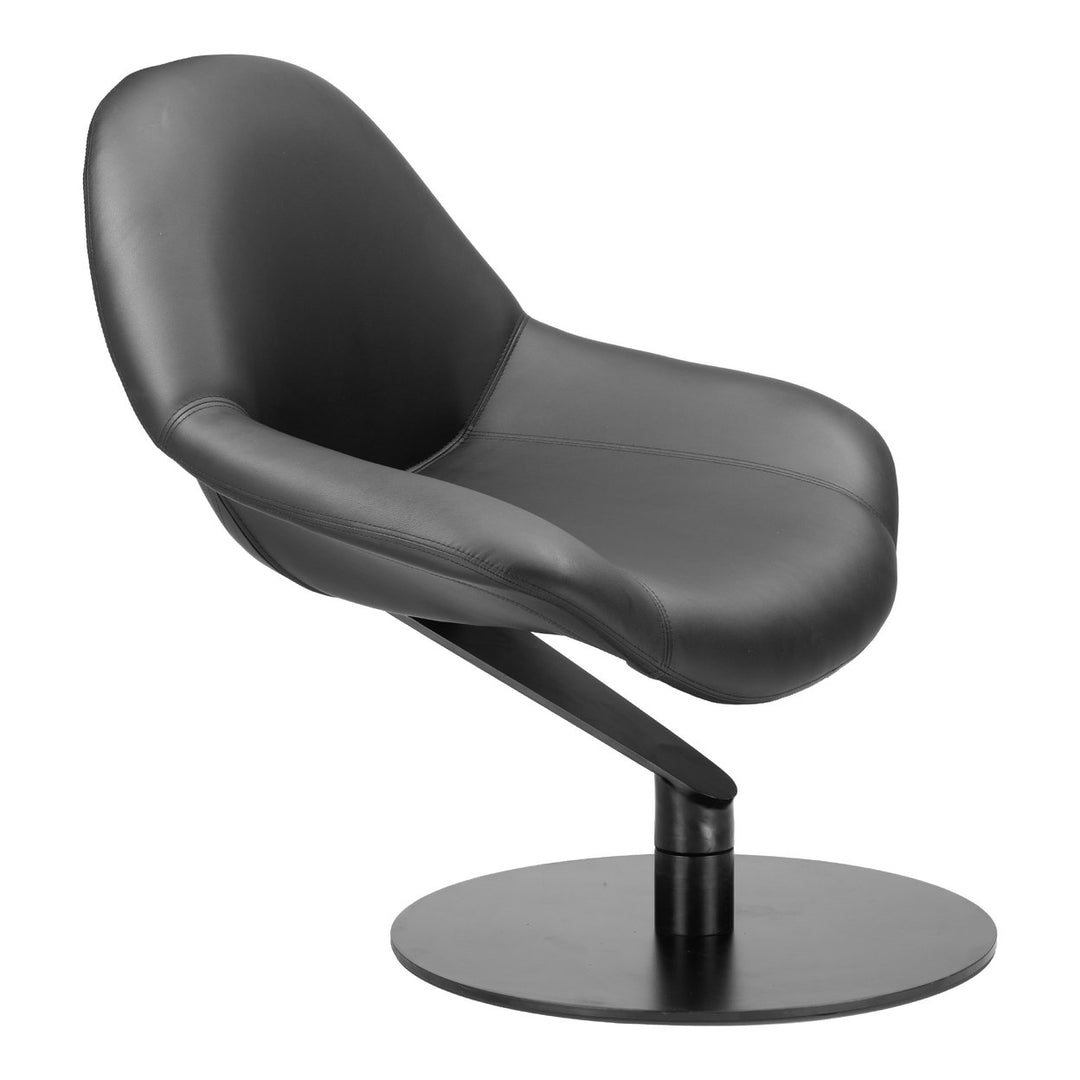 Poole Accent Chair Black Swivel Vinyl Modern Design Comfortable Brushed Base Image 6