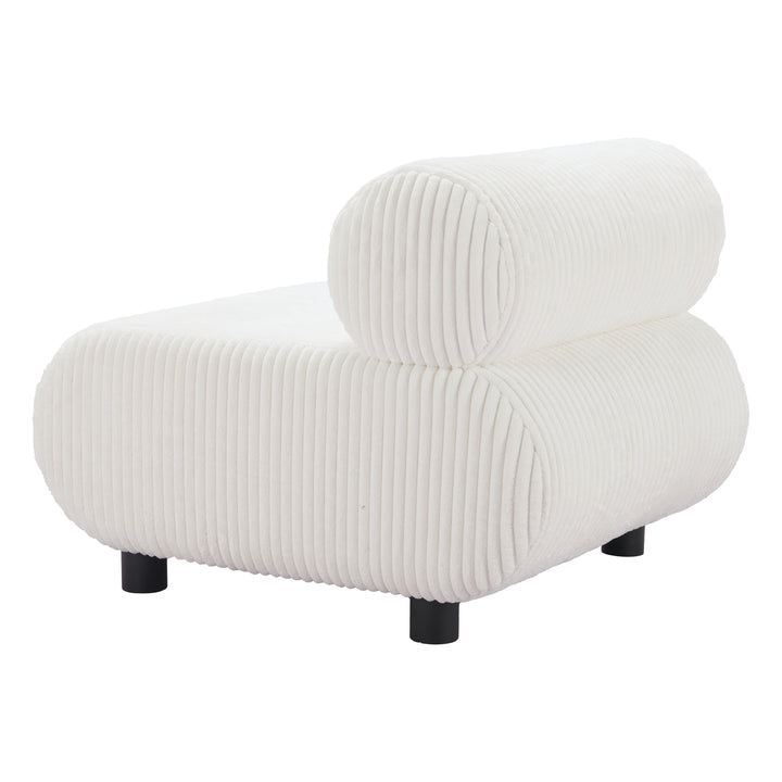 Rahat Accent Chair White Polyester Seat Sturdy Wood Legs Modern Design Image 5