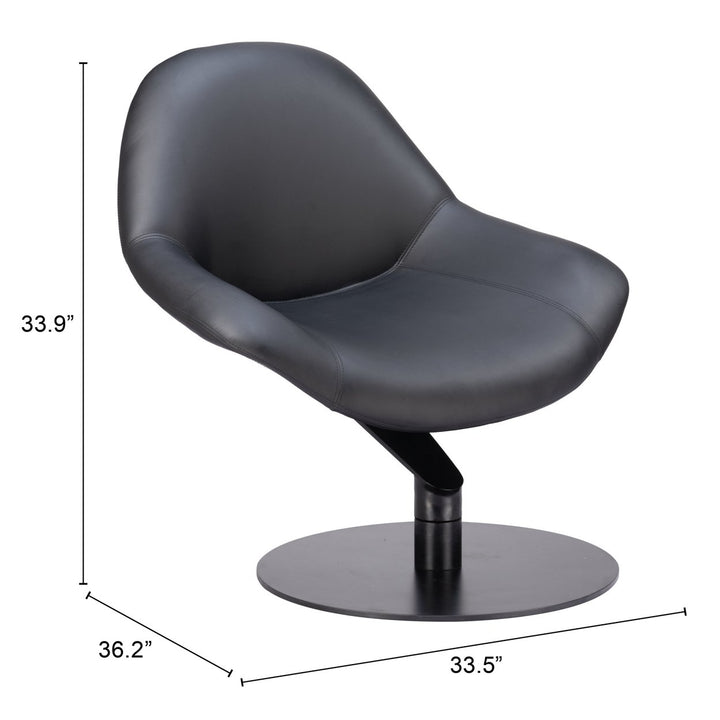 Poole Accent Chair Black Swivel Vinyl Modern Design Comfortable Brushed Base Image 9