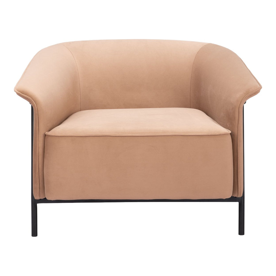 Burry Accent Chair Tan Vinyl Steel Frame Modern Design Living Room Lounge Image 3