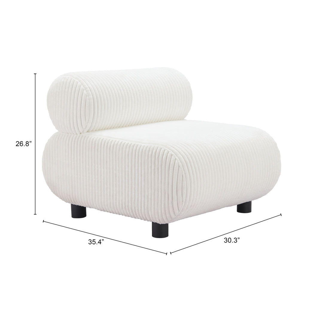 Rahat Accent Chair White Polyester Seat Sturdy Wood Legs Modern Design Image 8