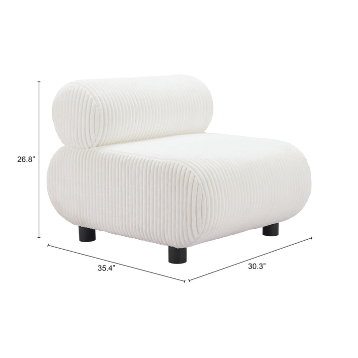 Rahat Accent Chair White Polyester Seat Sturdy Wood Legs Modern Design Image 8