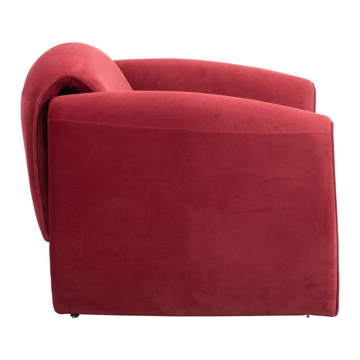 Horten Accent Chair Red Velvet Modern Design Steel Frame Durable Comfortable Image 2