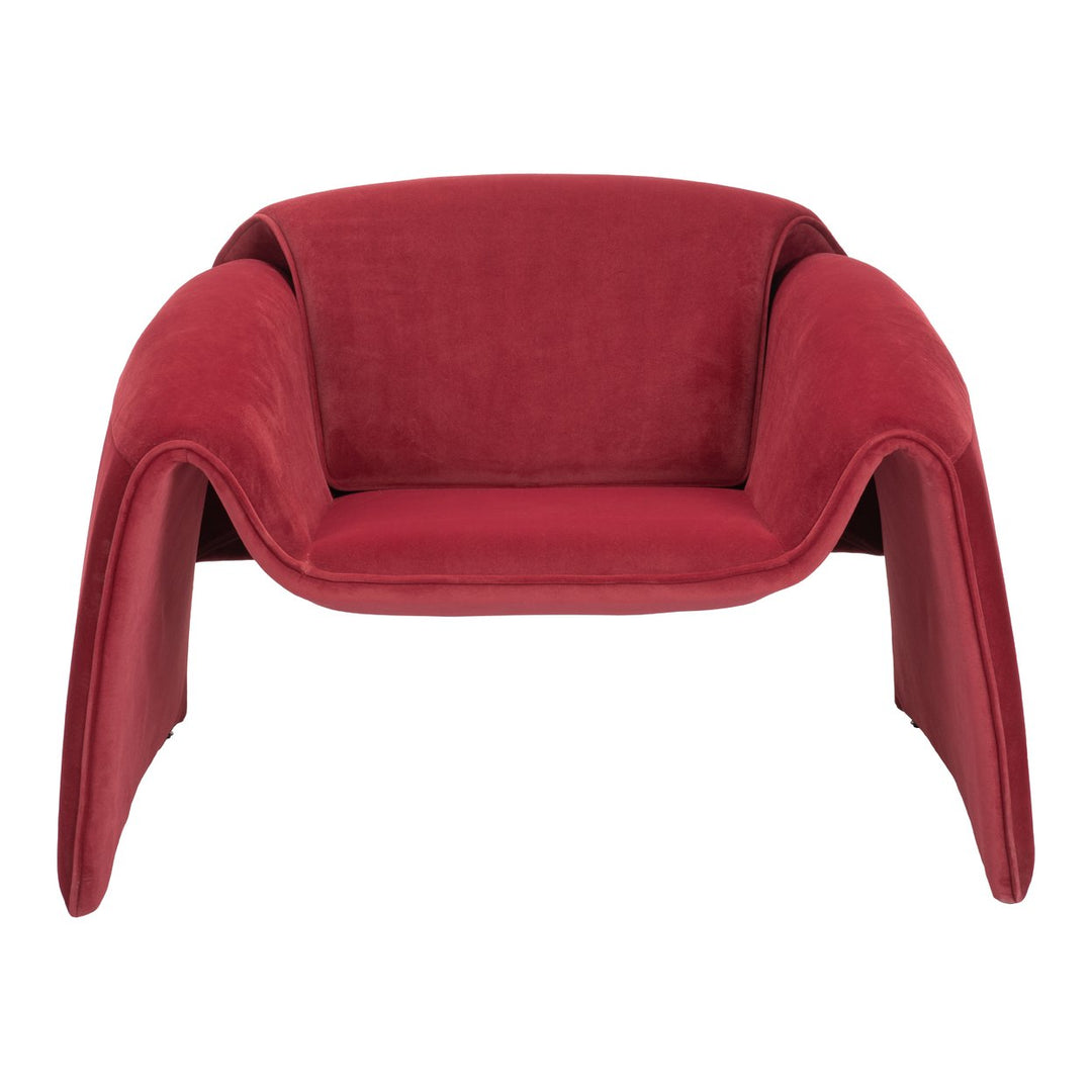 Horten Accent Chair Red Velvet Modern Design Steel Frame Durable Comfortable Image 3