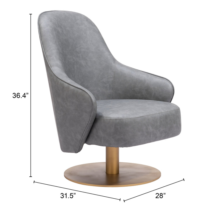 Withby Accent Chair Gray Modern Swivel Base Durable Vinyl Upholstered Furniture Image 8