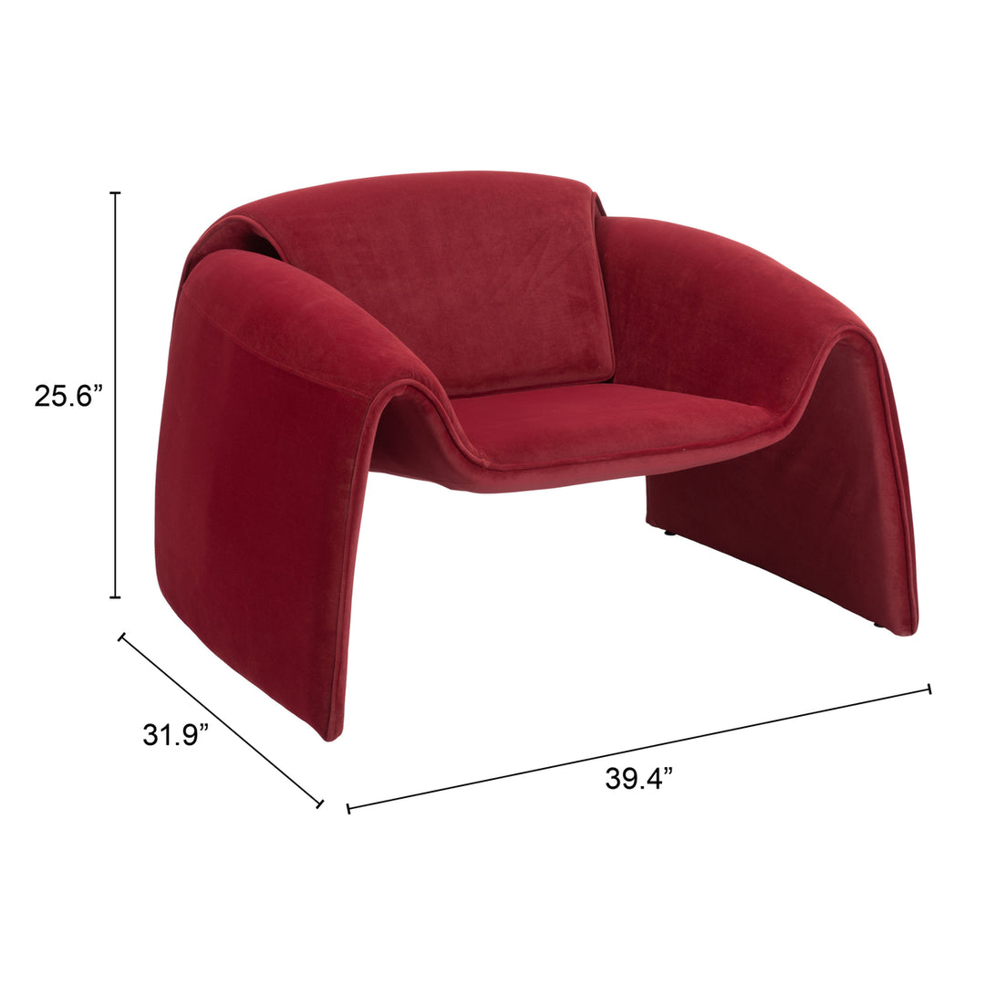 Horten Accent Chair Red Velvet Modern Design Steel Frame Durable Comfortable Image 9