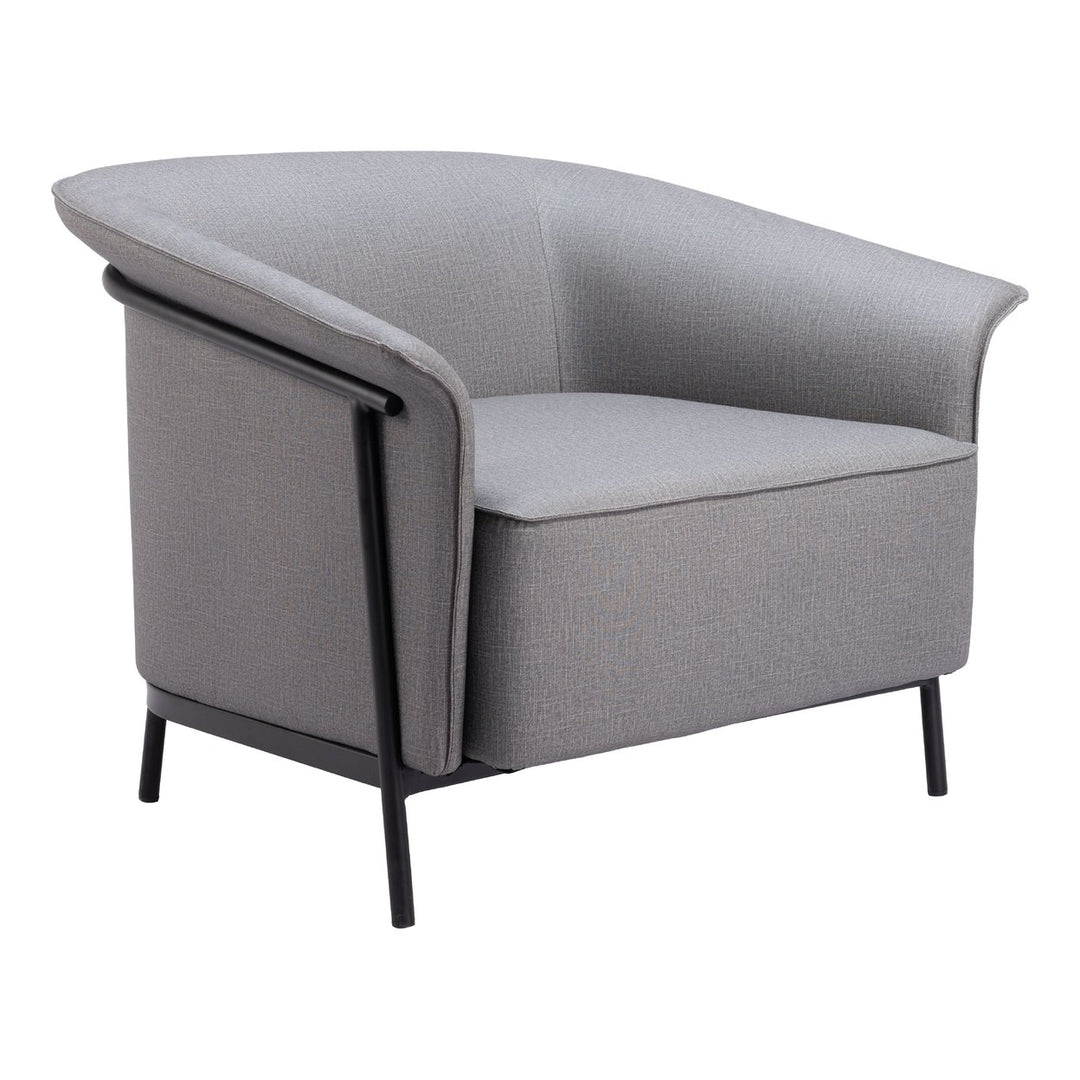 Burry Accent Chair Slate Gray Vinyl Steel Frame Modern Living Room Furniture Image 6