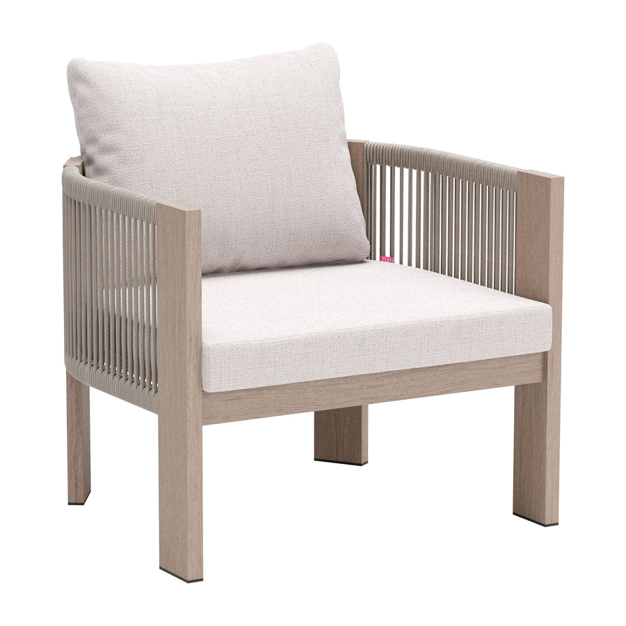 Rebel Accent Chair Beige Powder Coated Aluminum Outdoor Seating Cushioned Image 1