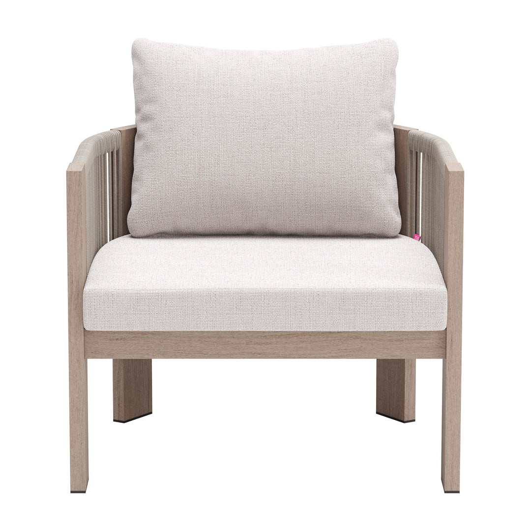 Rebel Accent Chair Beige Powder Coated Aluminum Outdoor Seating Cushioned Image 3