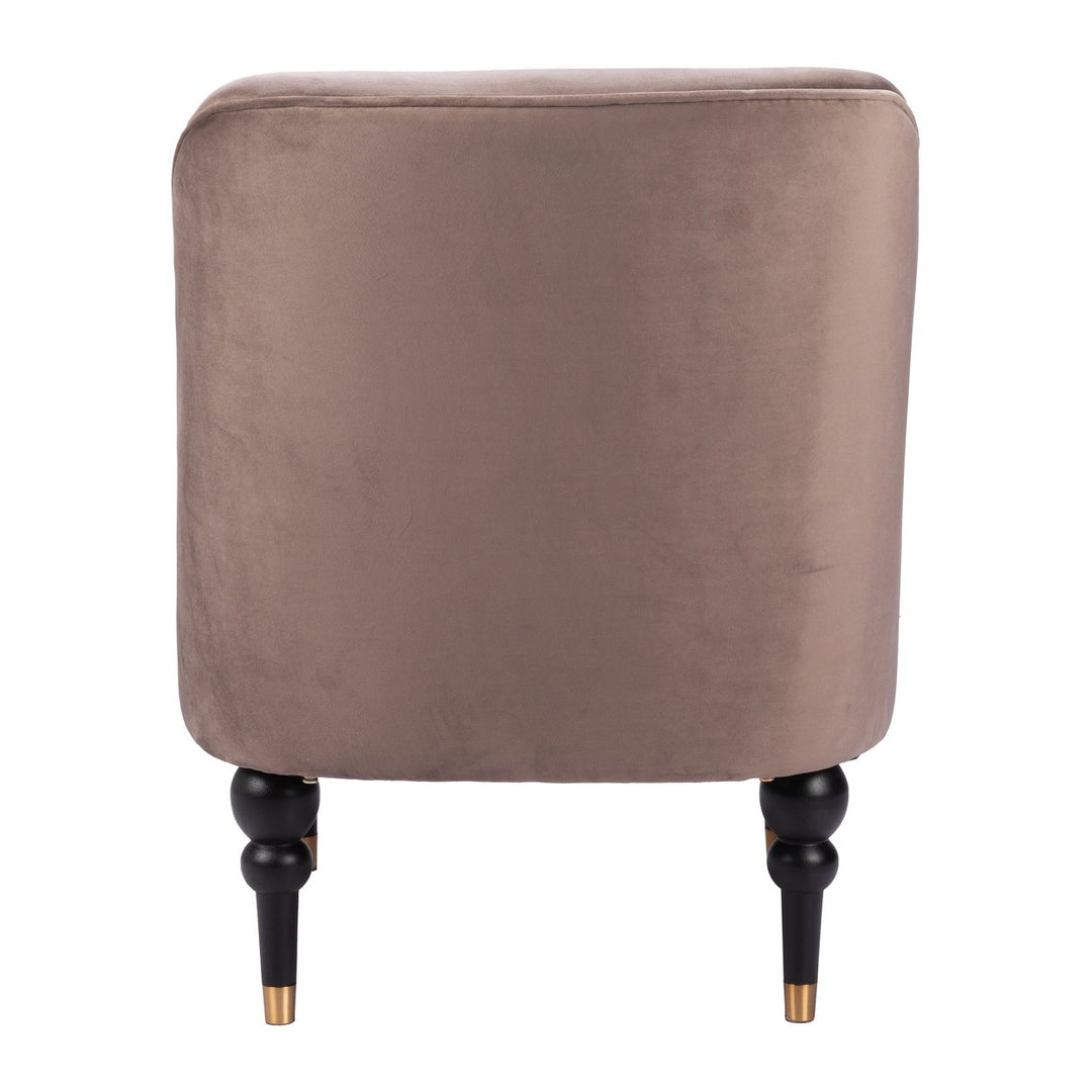 Bintulu Accent Chair Taupe Velvet Modern Design Wooden Legs Home Furniture Image 4