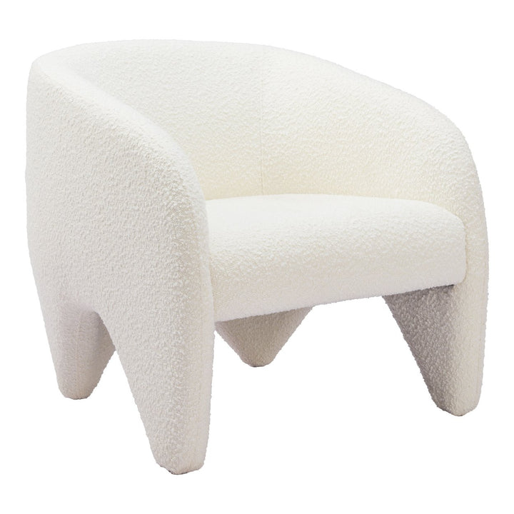 Lopta Accent Chair White Modern Plywood Glamour Shearling Fabric Comfortable Image 1