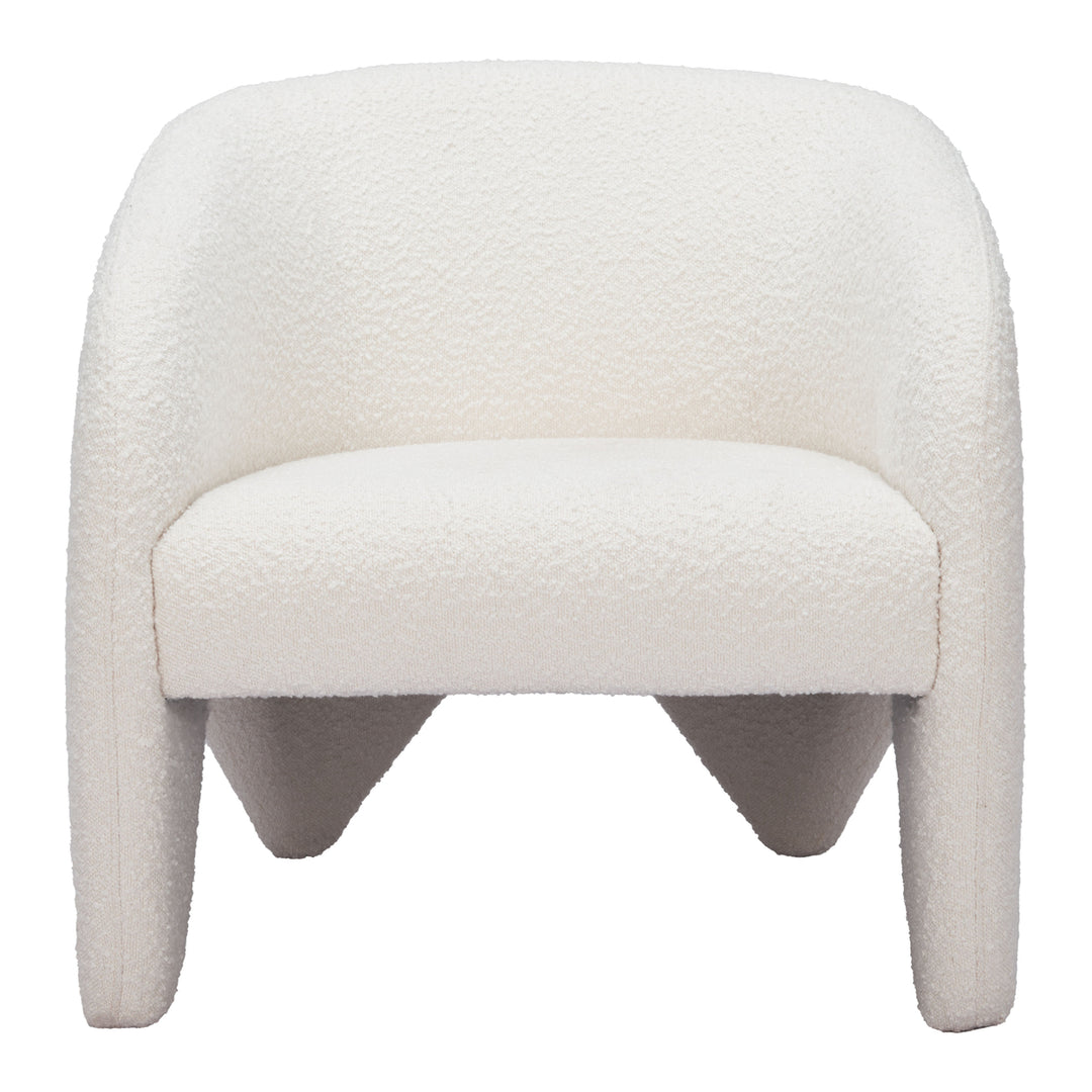 Lopta Accent Chair White Modern Plywood Glamour Shearling Fabric Comfortable Image 3