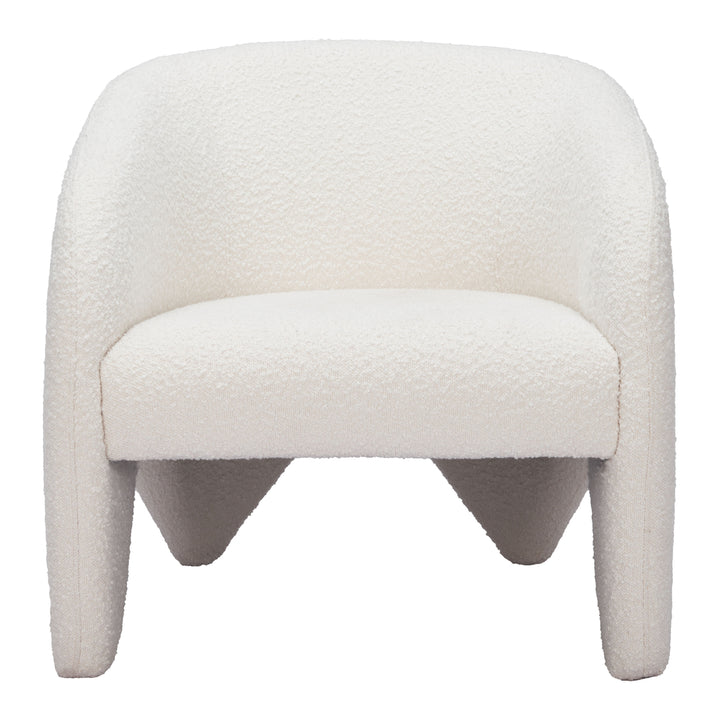 Lopta Accent Chair White Modern Plywood Glamour Shearling Fabric Comfortable Image 3