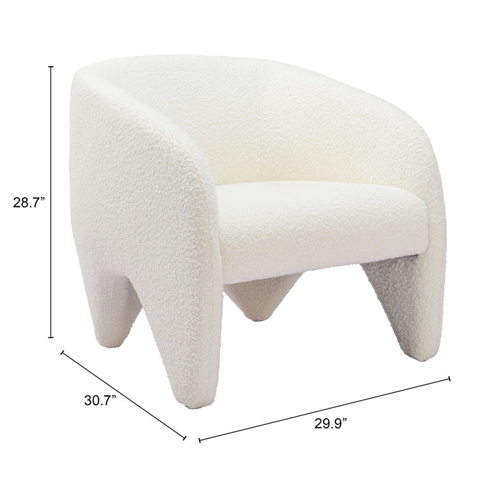 Lopta Accent Chair White Modern Plywood Glamour Shearling Fabric Comfortable Image 9