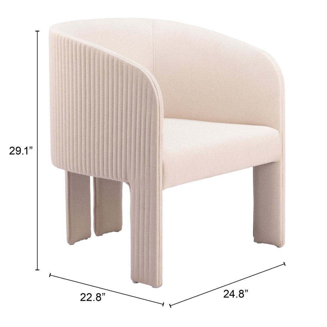 Hull Accent Chair Beige Durable Fabric Modern Design Comfortable for Living Spaces Image 9