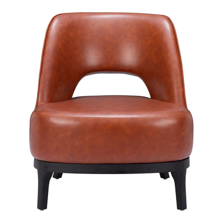 Mistley Accent Chair Brown Vinyl Modern Design Sleek Wood Base Living Room Image 3