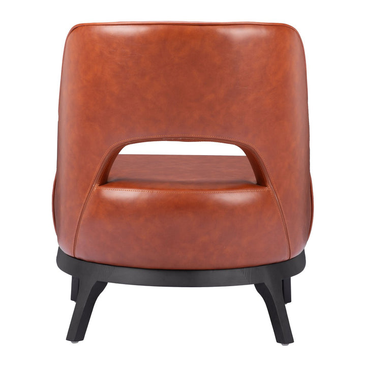 Mistley Accent Chair Brown Vinyl Modern Design Sleek Wood Base Living Room Image 4