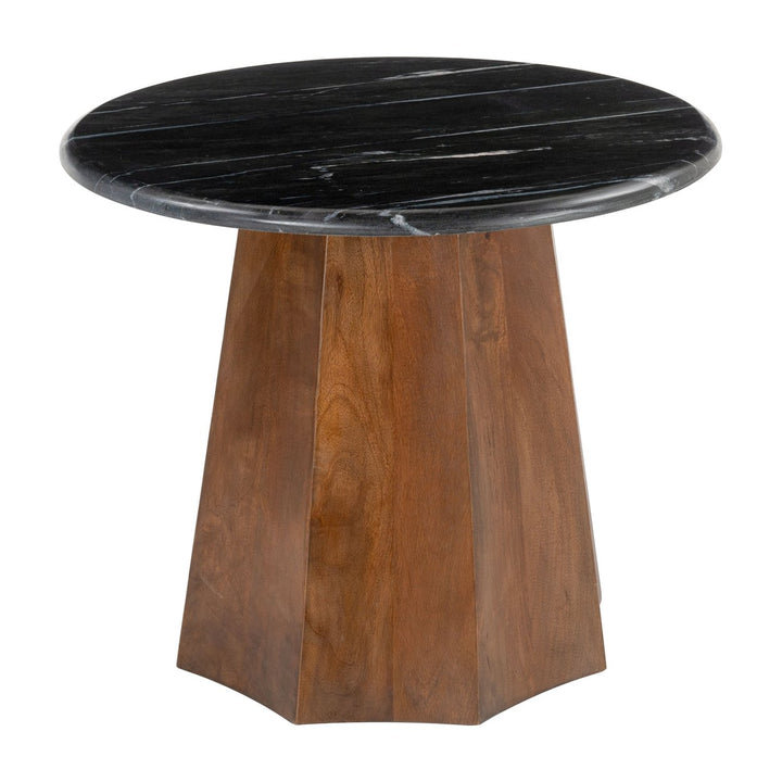 Aipe Accent Table Black Brown Marble Acacia Wood 22 Inch Modern Decor Image 1