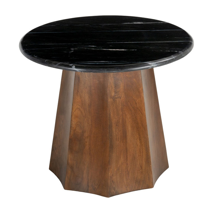 Aipe Accent Table Black Brown Marble Acacia Wood 22 Inch Modern Decor Image 3