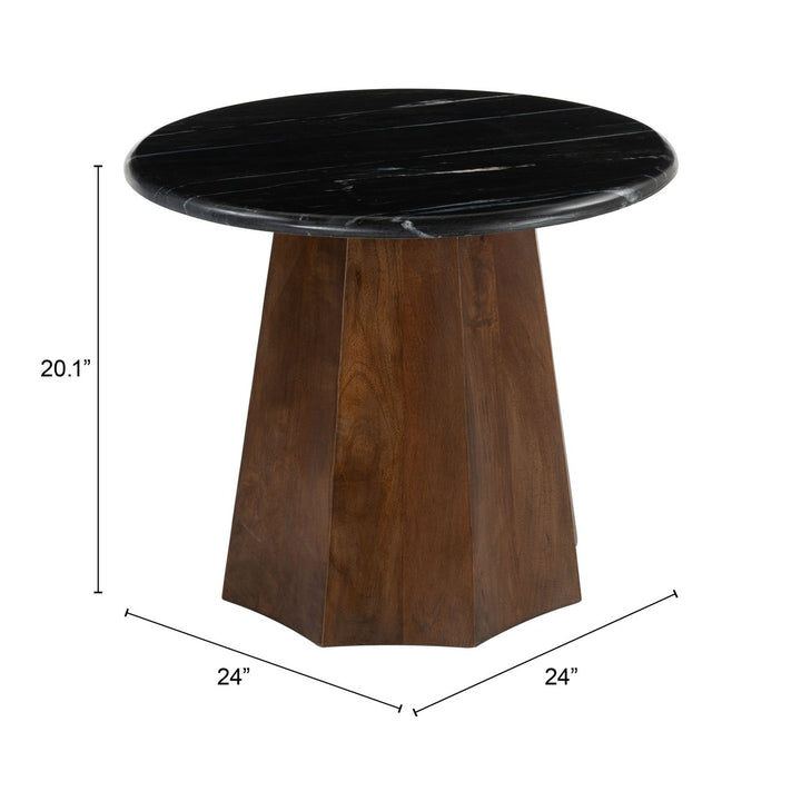 Aipe Accent Table Black Brown Marble Acacia Wood 22 Inch Modern Decor Image 8