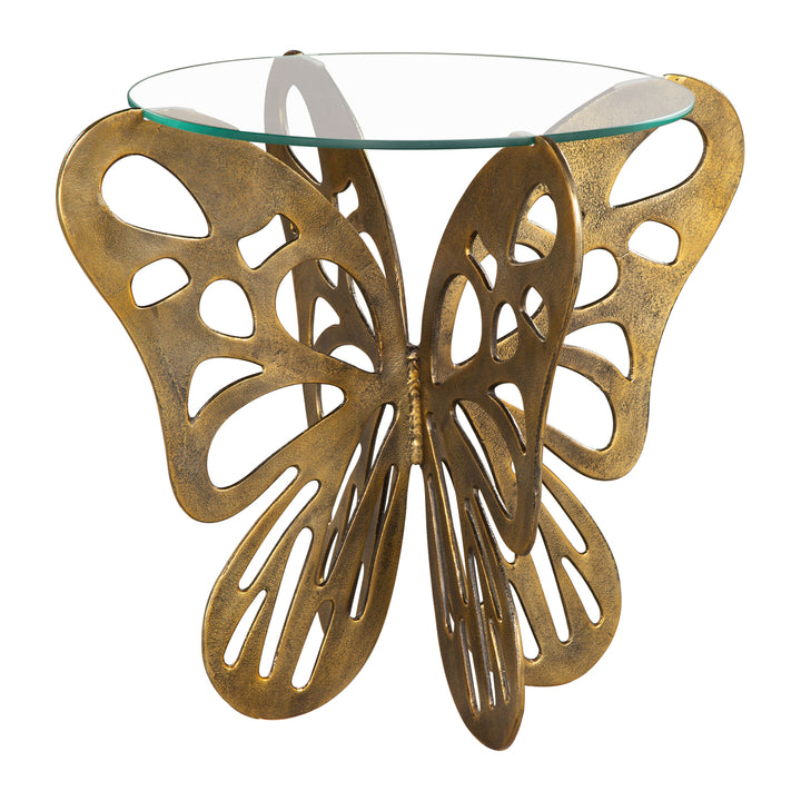 Motyl Accent Table Gold Glass Top Aluminum Frame Modern Living Room Decor Image 1