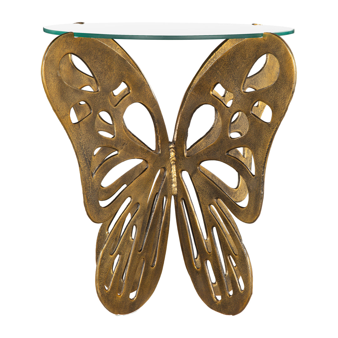 Motyl Accent Table Gold Glass Top Aluminum Frame Modern Living Room Decor Image 3