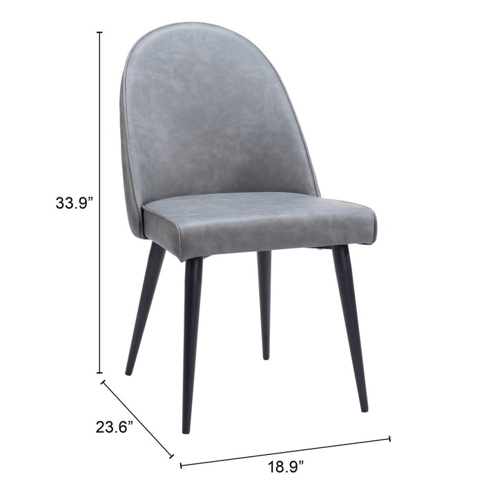 Silloth Armless Dining Chair Set of 2 Gray Vinyl Steel Frame Modern Design Image 8