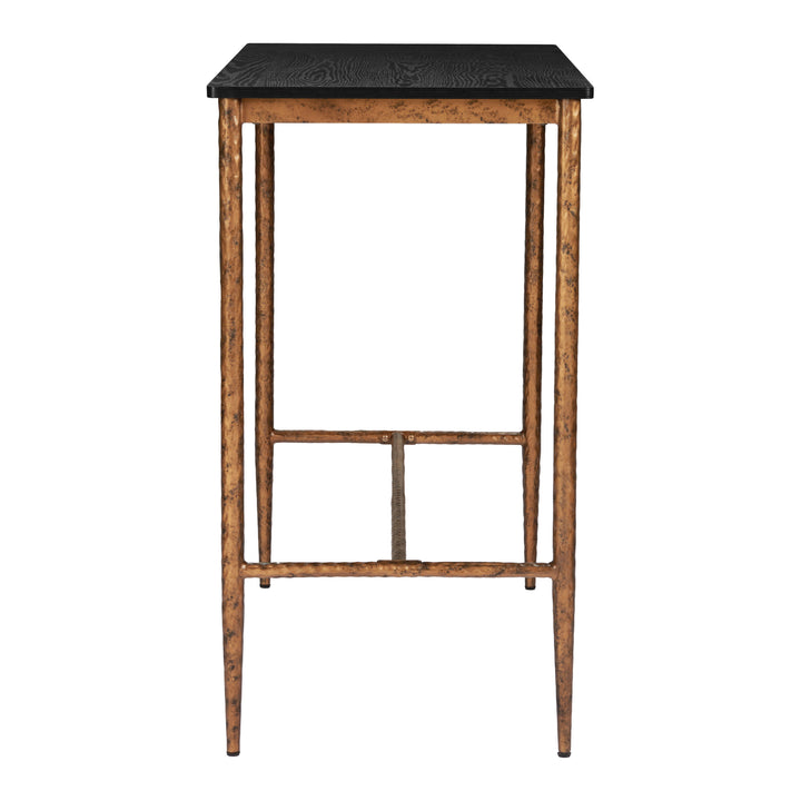 Nida Bar Table Black Bronze Forge-Look Steel Base Laminate Top Modern Design Image 2