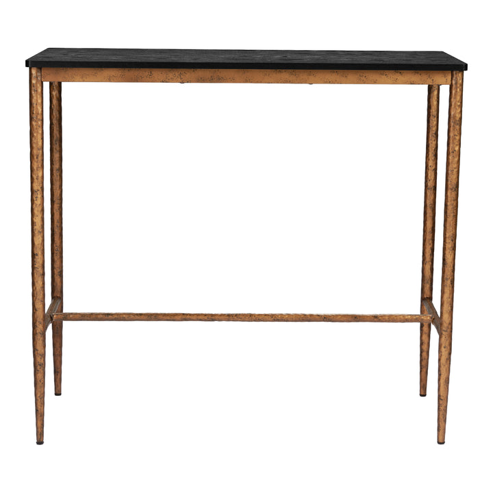 Nida Bar Table Black Bronze Forge-Look Steel Base Laminate Top Modern Design Image 3