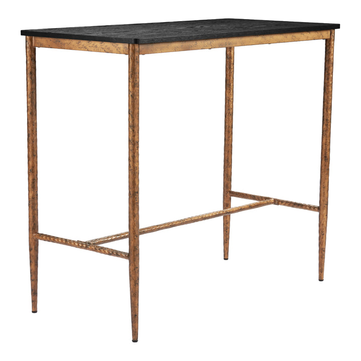 Nida Bar Table Black Bronze Forge-Look Steel Base Laminate Top Modern Design Image 4